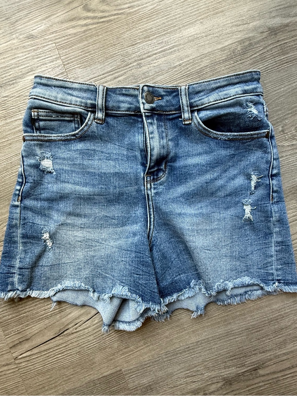 Judy Blue Denim Shorts Womens Small Blue Excellent Distressed Frayed Raw Hem